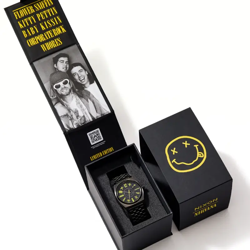 nixon x nirvana relógio time teller smiley face