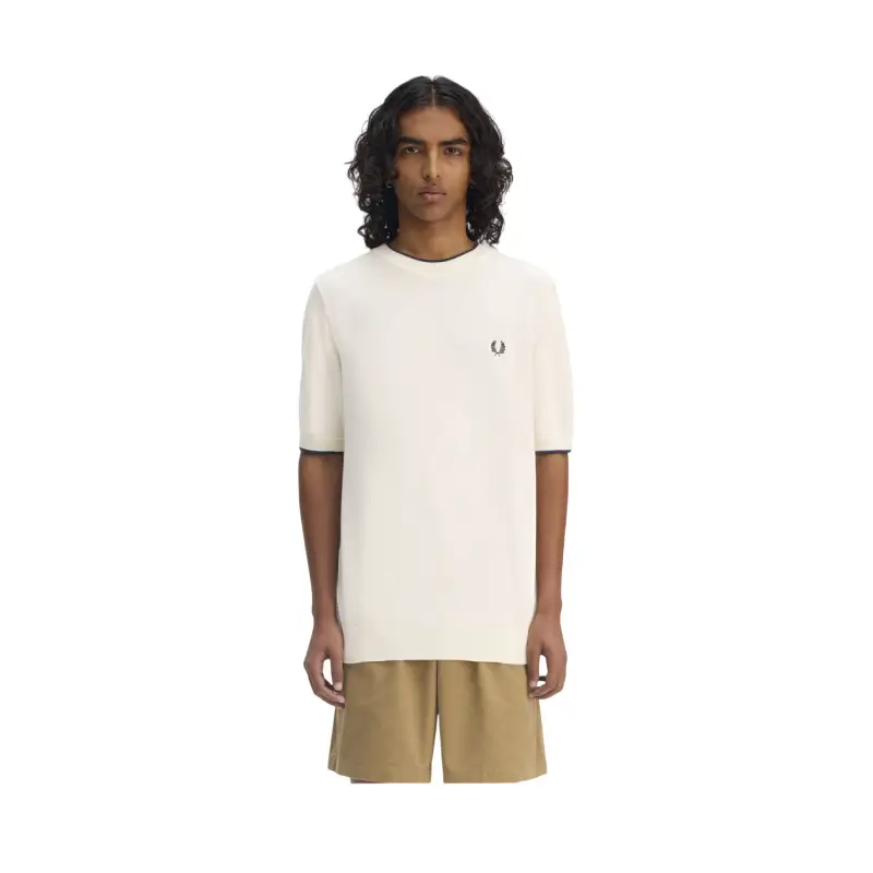 fred perry t-shirt em malha com frente texturada