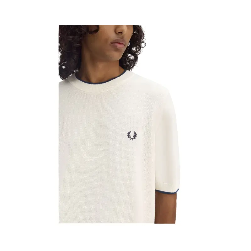 fred perry t-shirt em malha com frente texturada