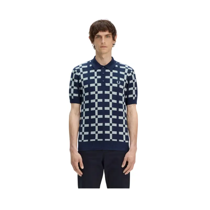 fred perry polo em malha jacquard geométrica