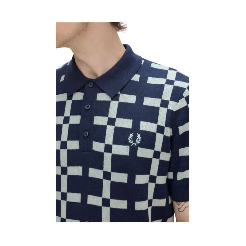 fred perry polo em malha jacquard geométrica