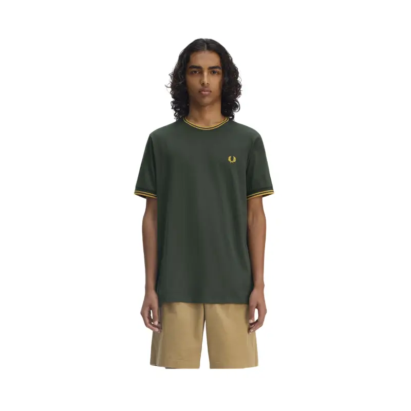 fred perry t-shirt com borda com ponto descontínuo dupla