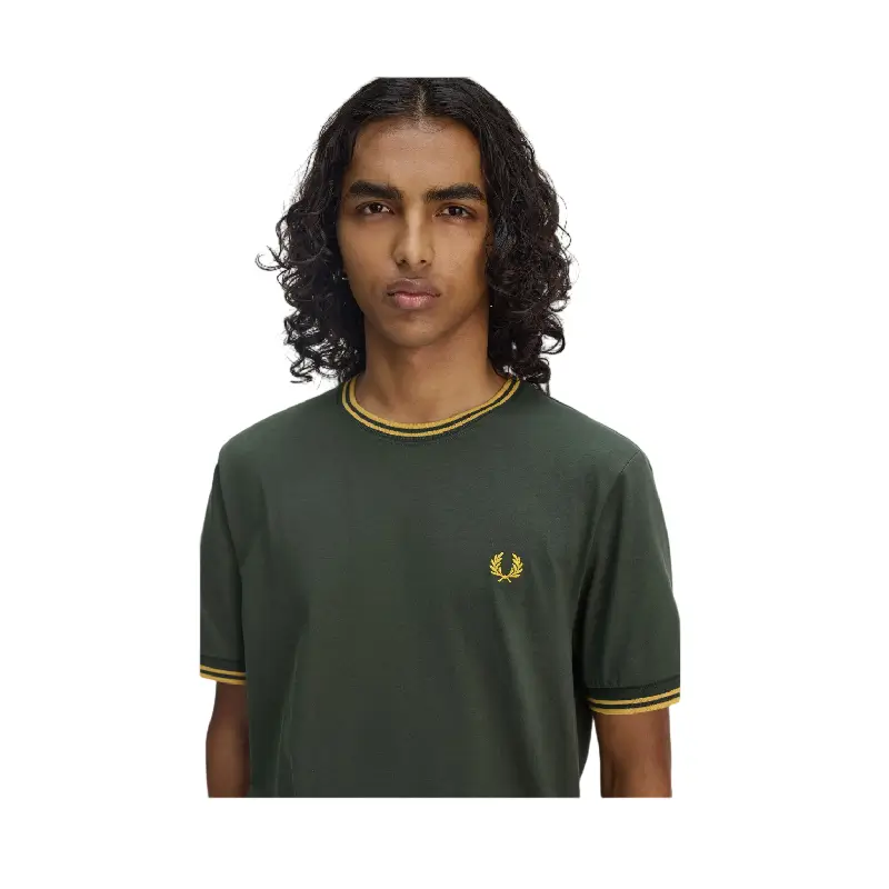fred perry t-shirt com borda com ponto descontínuo dupla