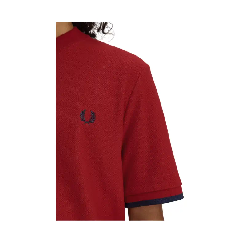 fred perry t-shirt em piqué com punhos com borda com ponto descontínuo