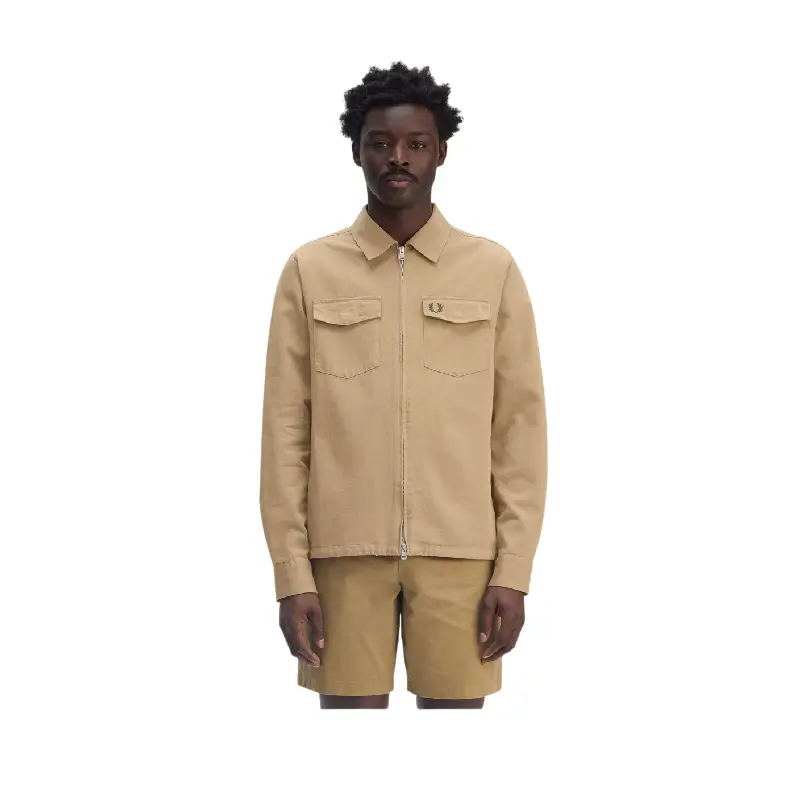 fred perry camisa/casaco em sarja com fecho de correr integral