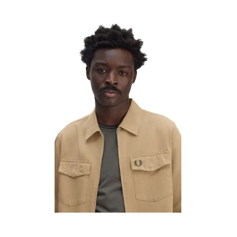 fred perry camisa/casaco em sarja com fecho de correr integral