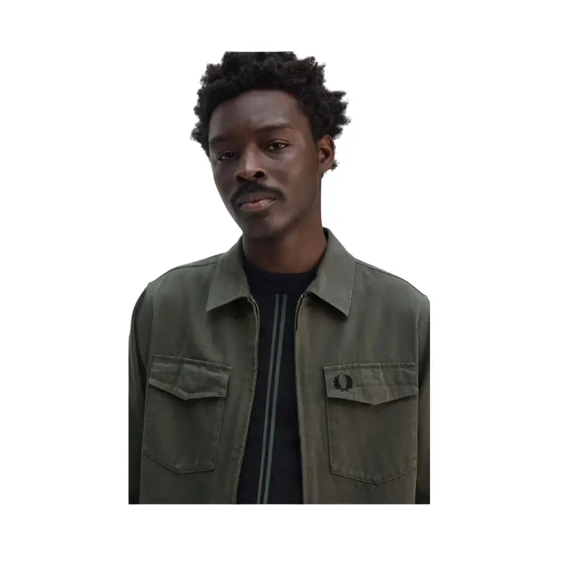 fred perry camisa/casaco em sarja com fecho de correr integral