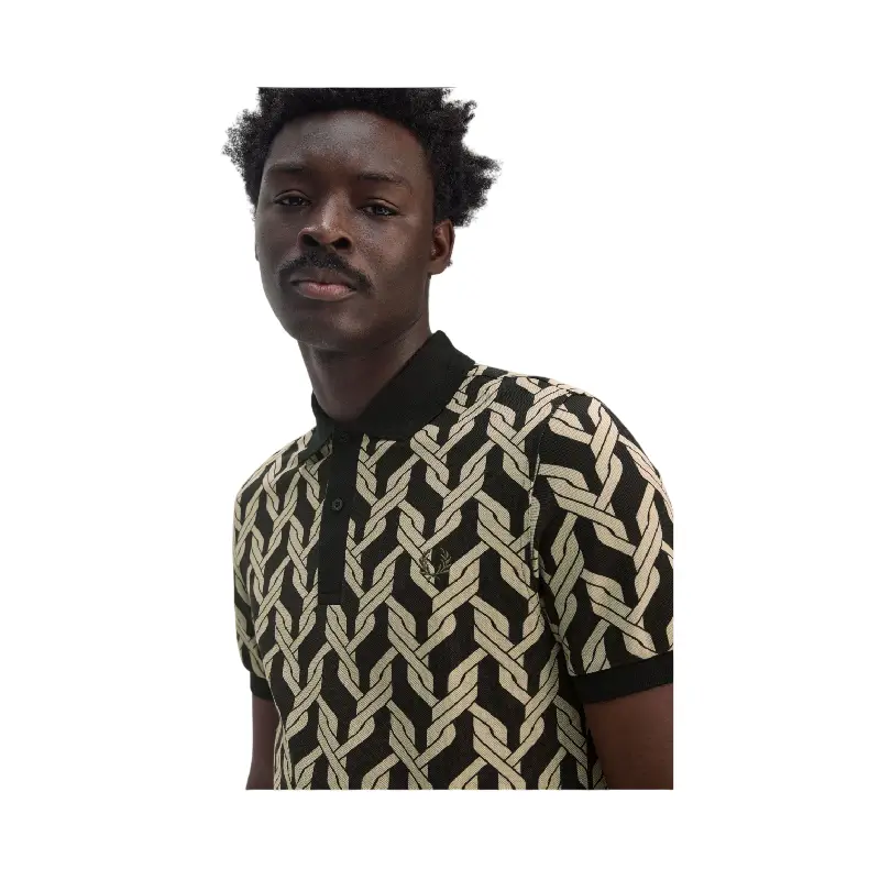 fred perry polo estampado em malha entrançada