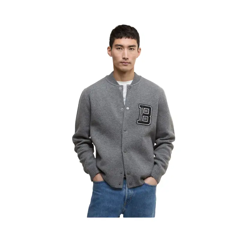barbour international casaco bomber malha letterman