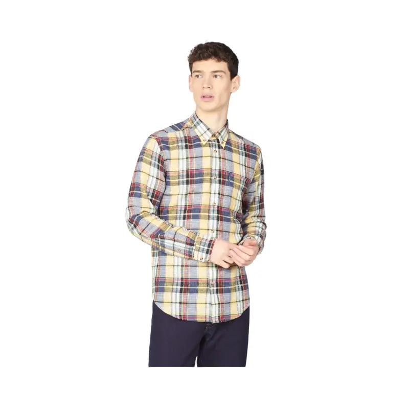 ben sherman camisa slub madras checker