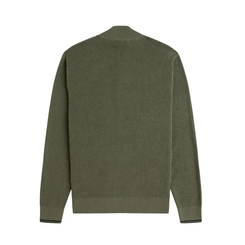 fred perry camisola 1/2 zip com pesponto waffle