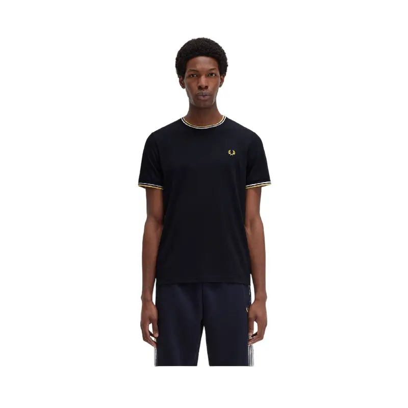 fred perry t-shirt com borda com ponto descontínuo dupla
