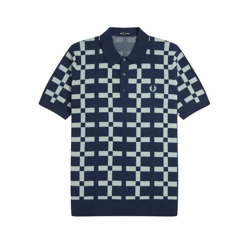 fred perry polo em malha jacquard geométrica