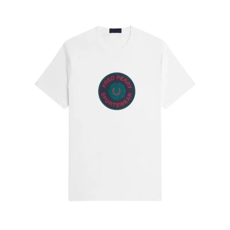 fred perry t-shirt gráfica com emblema de ténis