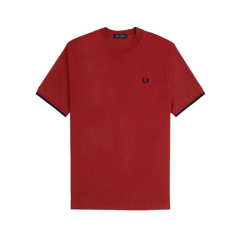 fred perry t-shirt em piqué com punhos com borda com ponto descontínuo