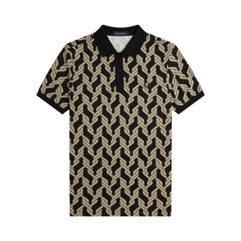 fred perry polo estampado em malha entrançada