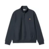 Camisola Carhartt WIP American Script 1/2 Zip em azul escuro, vista frontal