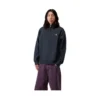 Camisola Carhartt WIP American Script 1/2 Zip em azul escuro, vista frontal no modelo