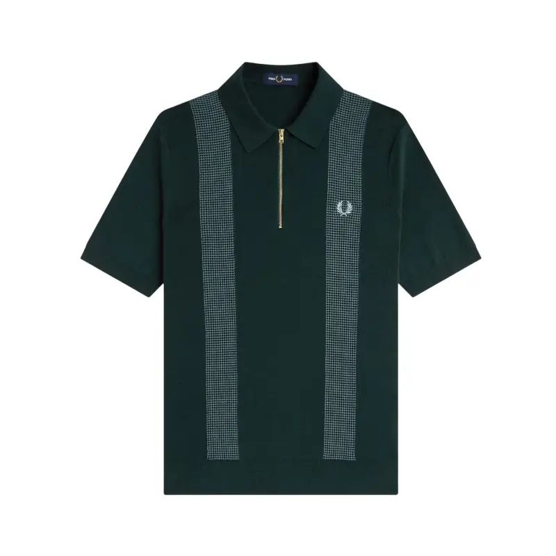 Polo Fred Perry em malha com detalhe de painel