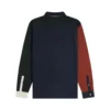 Camisa Fred Perry Colour Block Oxford M3453 em azul-marinho, branco e vermelho, vista traseira