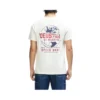 T-shirt Deus Ex Machina Global Spark Tee em branco vintage, vista traseira no modelo