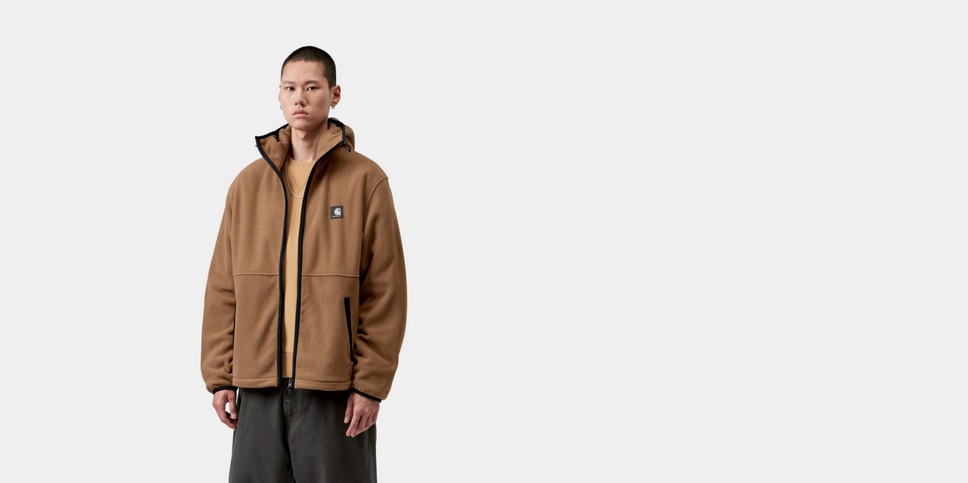 Carhartt WIP Blevin Liner WIP H Brown, vestido pelo modelo, de frente