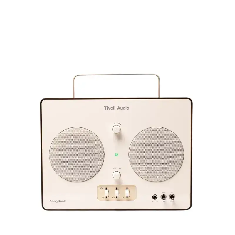 Coluna Tivoli Audio SongBook em creme e castanho, vista frontal