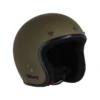 Capacete Roeg Jett Army Green, verde de inspiração militar com acabamento mate, vista de três quartos.