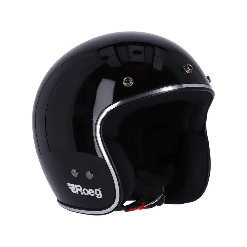 Capacete Roeg Jett Gloss Black, preto brilhante, vista de três quartos.