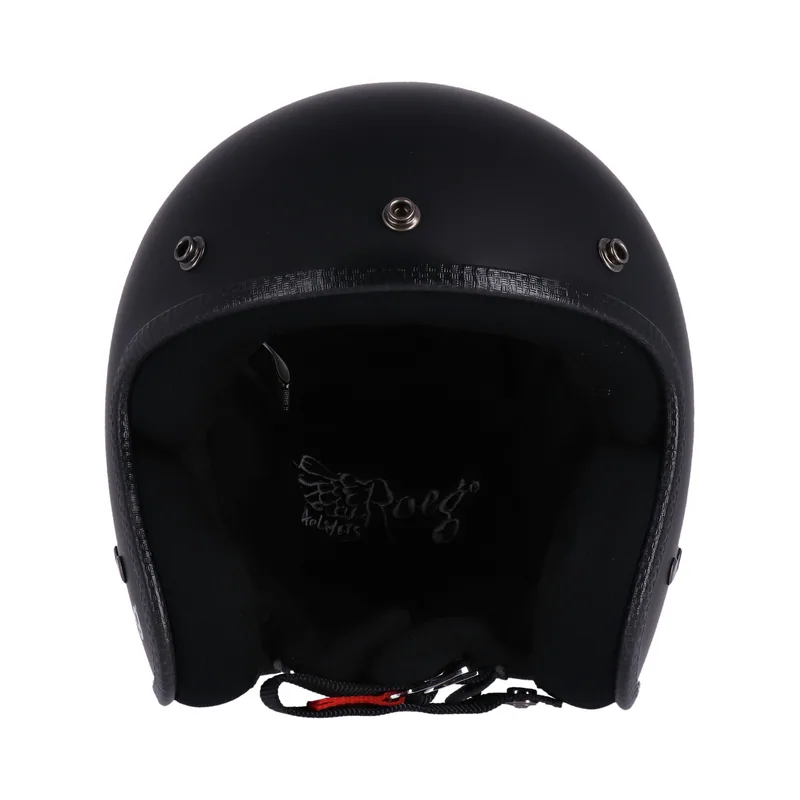 Capacete Roeg Jett Matte Black, preto mate, vista frontal.