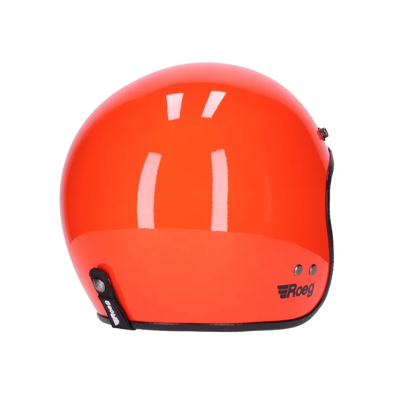 Capacete Roeg Jett Oompa Orange, laranja brilhante, vista traseira de três quartos.