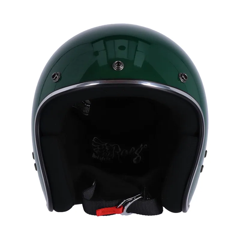 Capacete Roeg Jett Racing Green, verde brilhante, vista frontal.