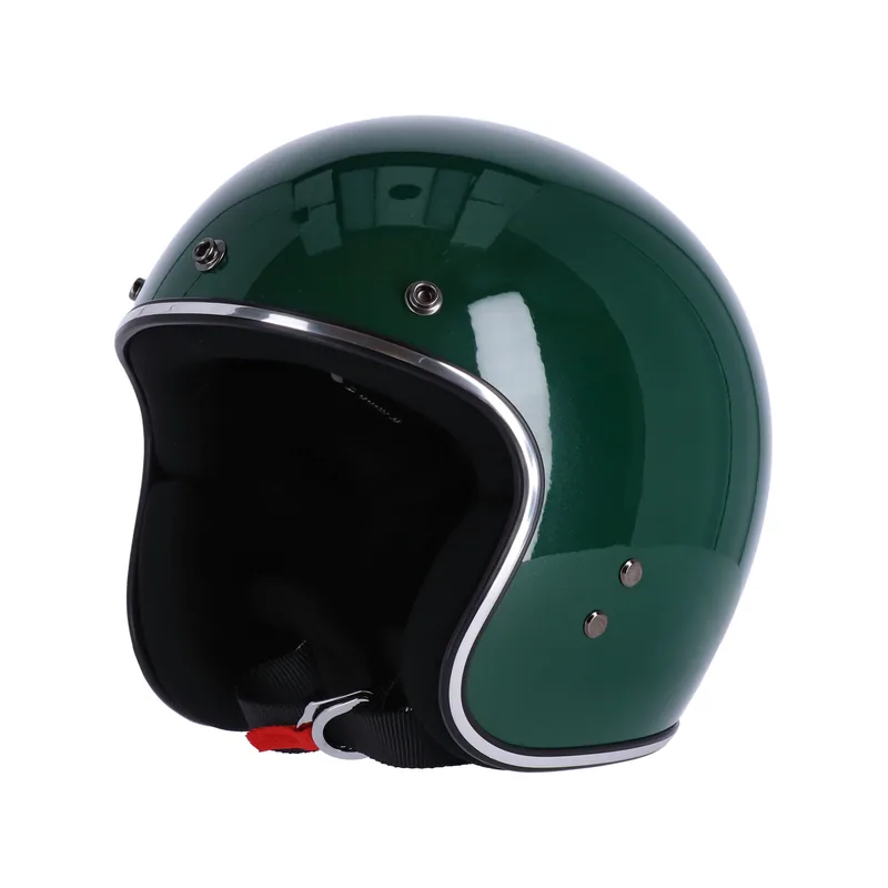 Capacete Roeg Jett Racing Green, verde brilhante, vista de três quartos oposta.