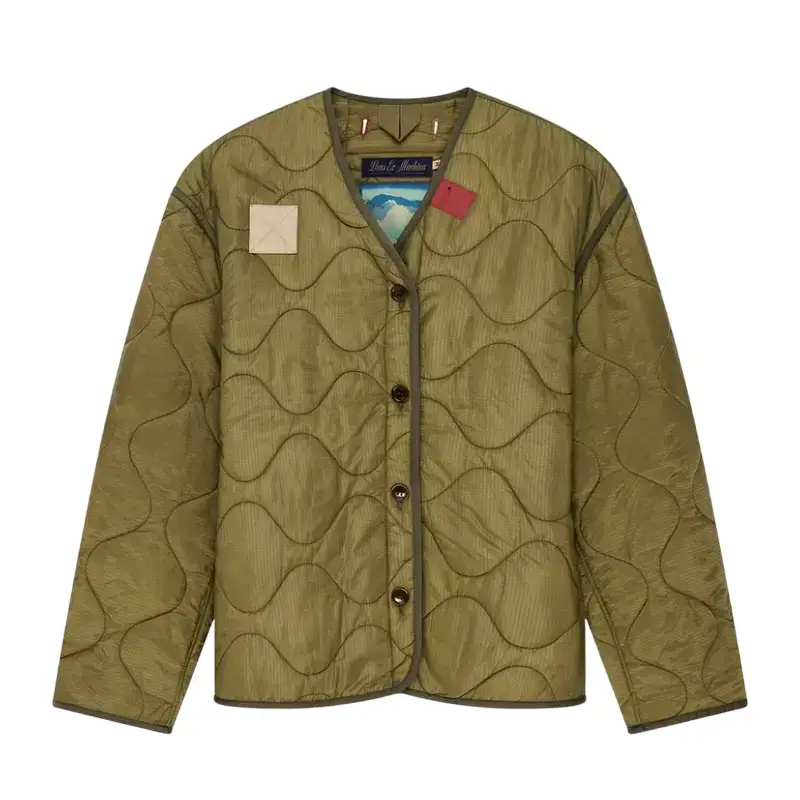 Casaco Deus Ex Machina First Flower Liner em verde azeitona, vista frontal
