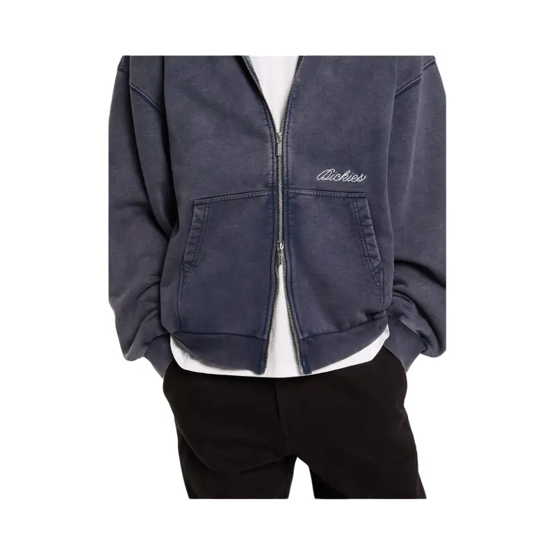 Dickies Baker azul, pormenor do fecho e logótipo