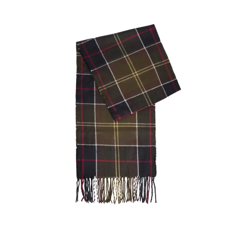 cachecol tartan castanho com franjas do conjunto Barbour Swinton