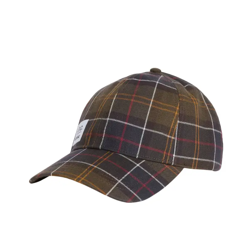 boné Barbour x A.P.C. tartan com patch claro, vista lateral