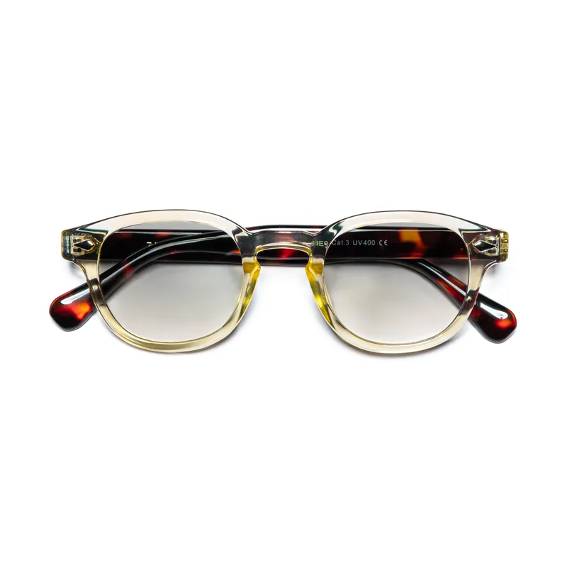 Zadok Le Corbusier Tortoise Transparent Gradient Green, vista frontal.