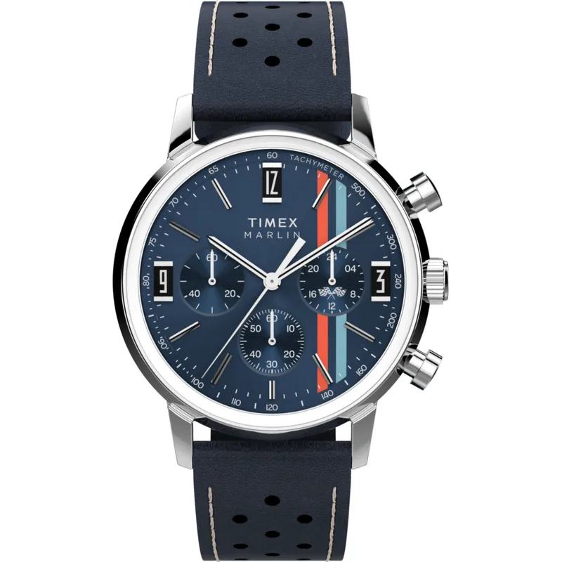 Relógio Timex Marlin Cronógrafo Azul com Riscas