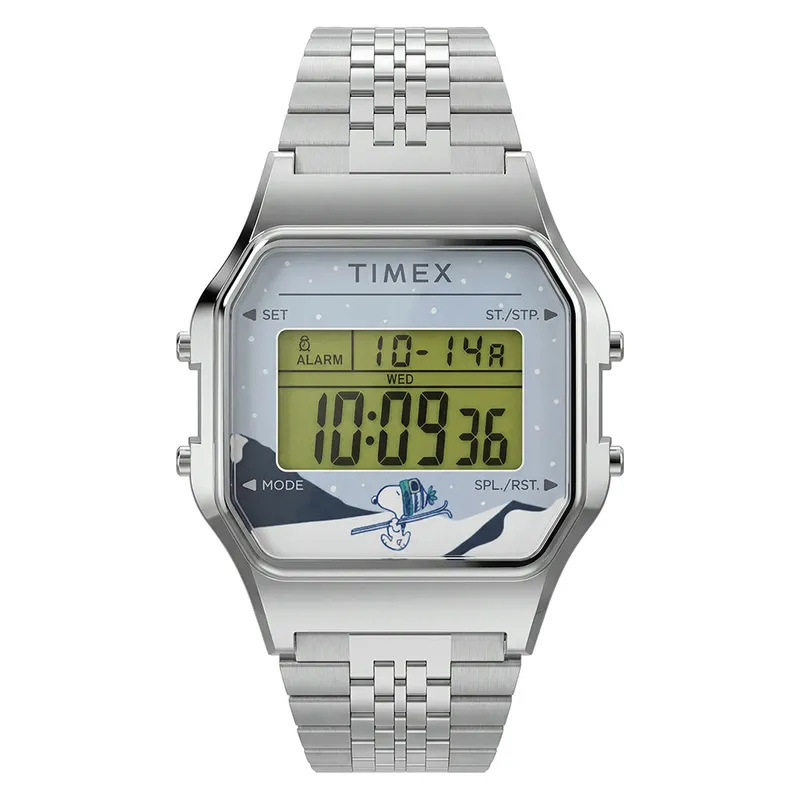 Relógio Timex T80 Peanuts Snoopy Ski Prateado