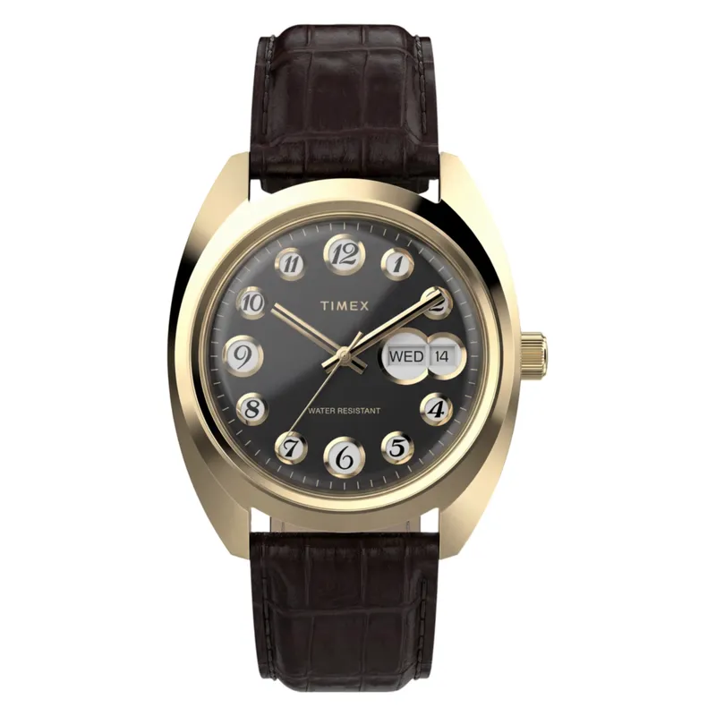 Relógio Timex 1976 Rotary Phone Dial Preto e Dourado